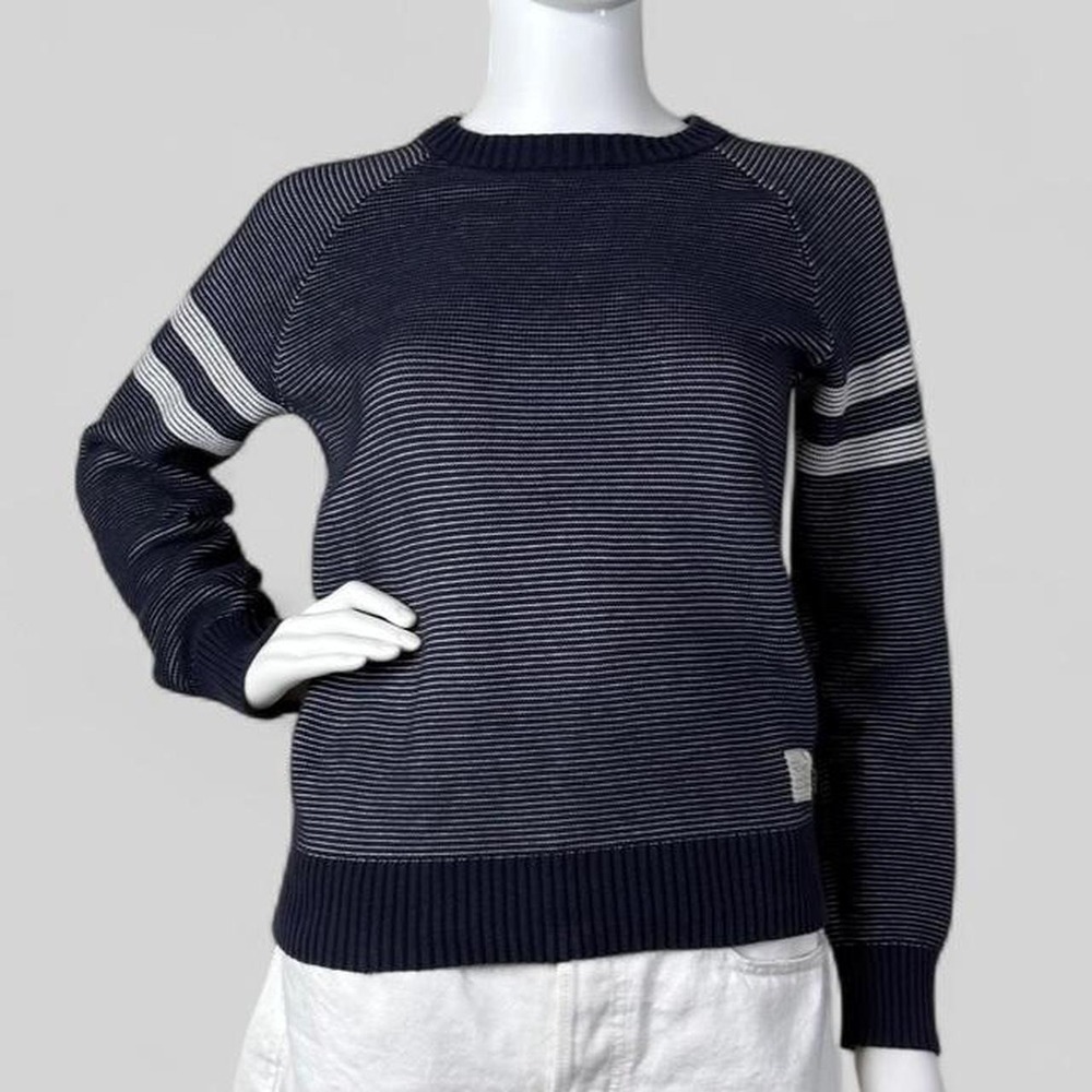 Joe's Jeans Boys Navy Blue White Striped Raglan Sweater Size M 10-12 Cotton